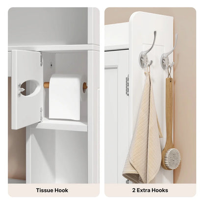 Aiho Over The Toilet Storage Cabinet, Bathroom Shelf Over Toilet, Bathroom Storage Cabinet Organizer - White