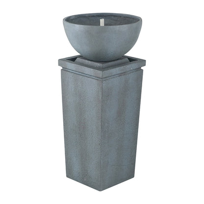 CoSoTower 35.5" Polyresin Gray Zen Bowl Water Fountain, Outdoor Bird Feeder /Bath Fountains, Relaxing Water Feature for Garden Lawn Backyard Porch