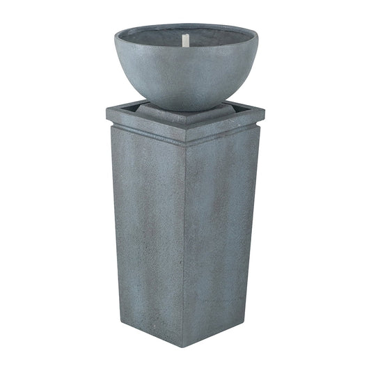 CoSoTower 35.5" Polyresin Gray Zen Bowl Water Fountain, Outdoor Bird Feeder /Bath Fountains, Relaxing Water Feature for Garden Lawn Backyard Porch