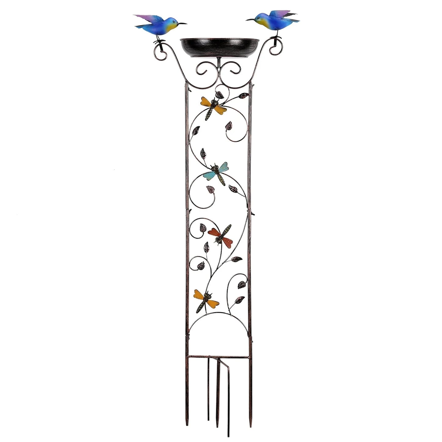 Bird Bath with Trellis Inlife Waterproof Garden Bird Feeder and Trellis Combo for Climbing Plants, Metal