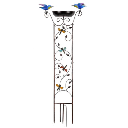 Bird Bath with Trellis Inlife Waterproof Garden Bird Feeder and Trellis Combo for Climbing Plants, Metal