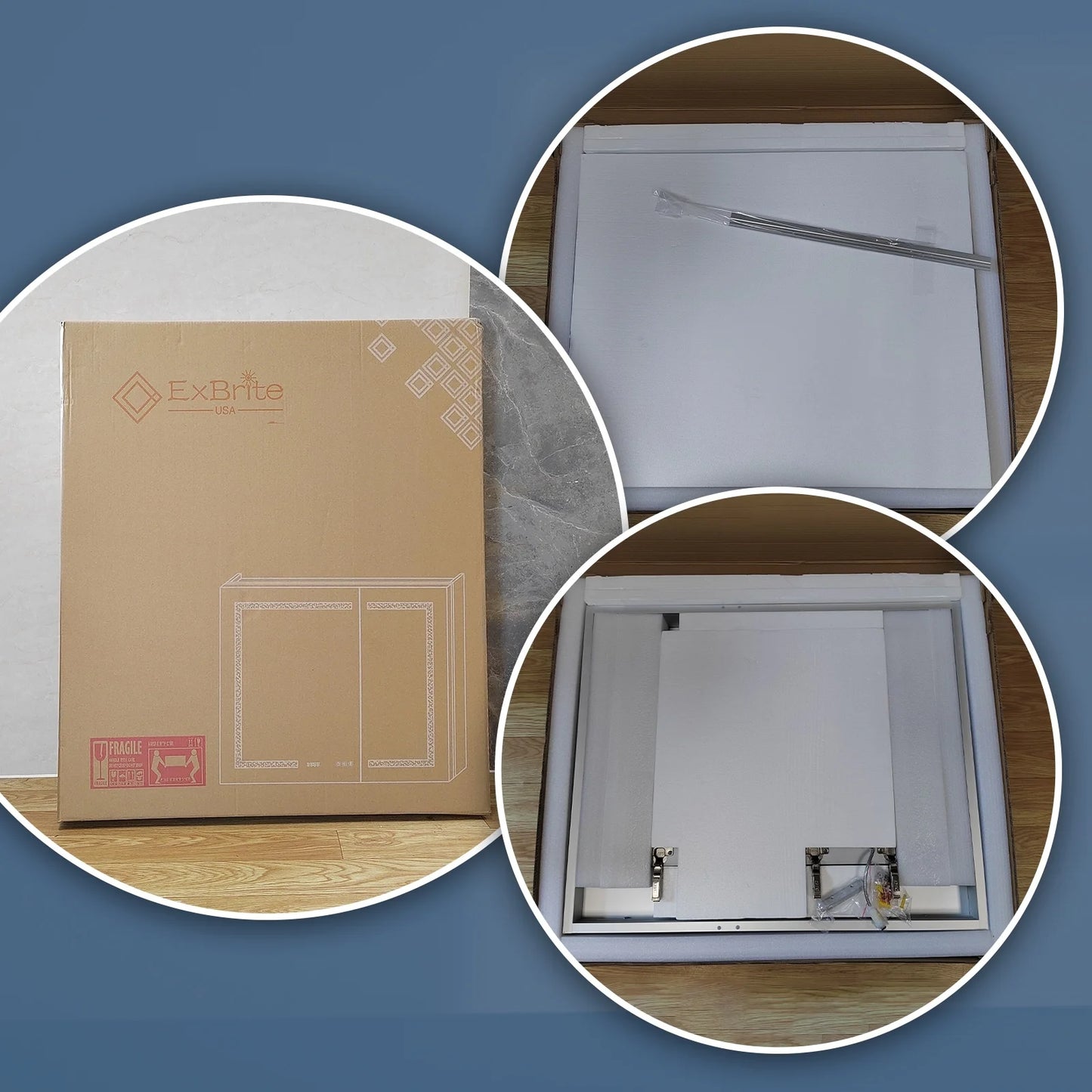 ExBrite 36" x 30" LED Lighted Bathroom Medicine Cabinet with Mirror,Recessed or Surface Mount,Defog White 12"x30"