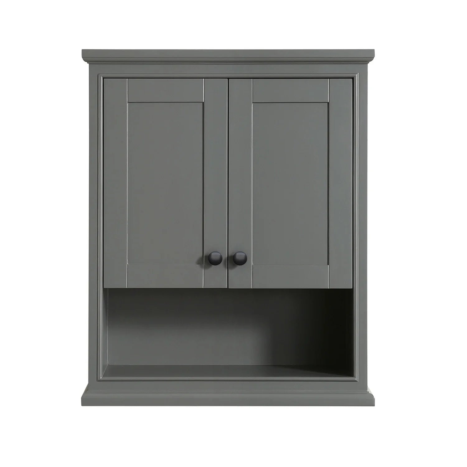 Wyndham Collection Deborah Over-the-Toilet Bathroom Wall-Mounted Storage Cabinet in Dark Gray with Matte Black Trim