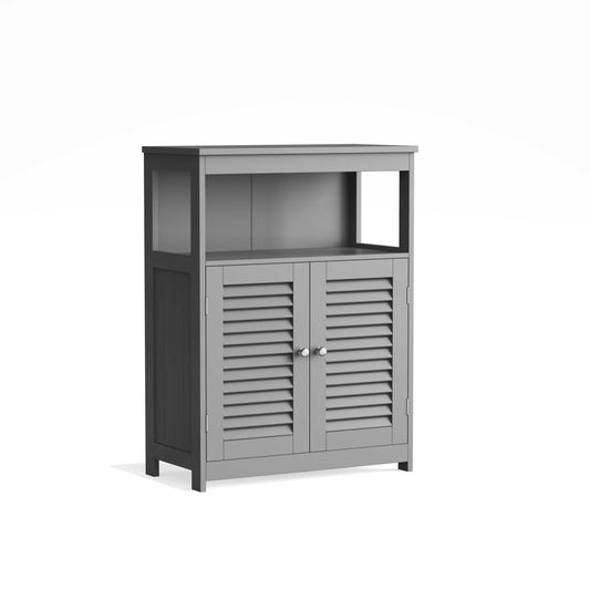 Bathroom Floor Cabinet, Bathroom Storage Cabinet, Freestanding, with Double Shutter Doors and Adjustable Shelf, Dove Gray