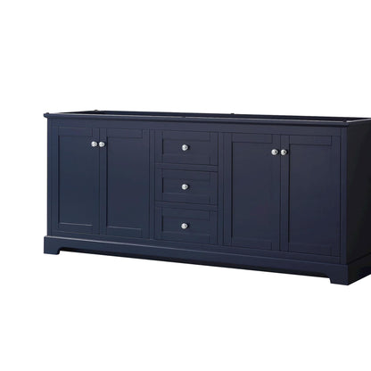 Wyndham Collection 80" Wood Double Bathroom Vanity without Mirror in Blue