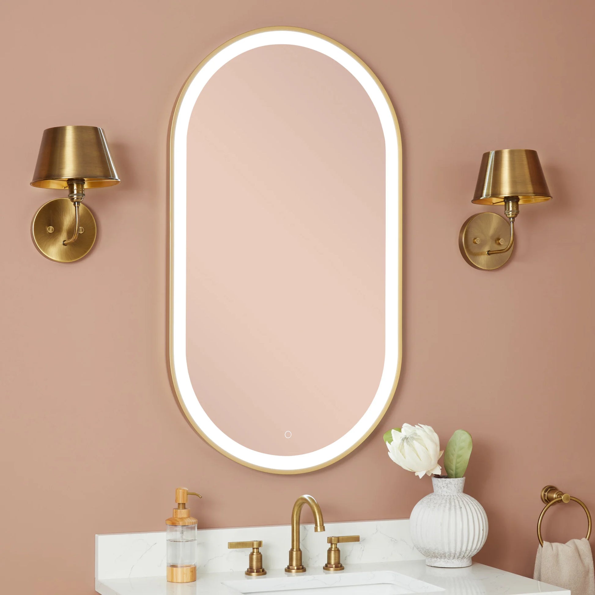 Signature Hardware SH66224040SG Faysel 24" W X 43" H Transitional Oval Framed Bathroom Wall Mirror