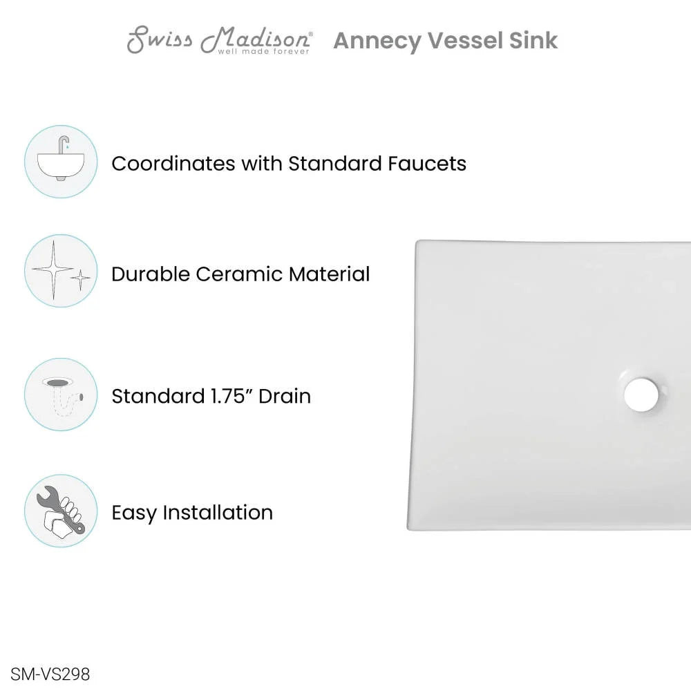 Annecy 23.5�?Rectangle Vessel Bathroom Sink