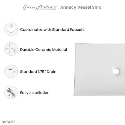 Annecy 23.5�?Rectangle Vessel Bathroom Sink