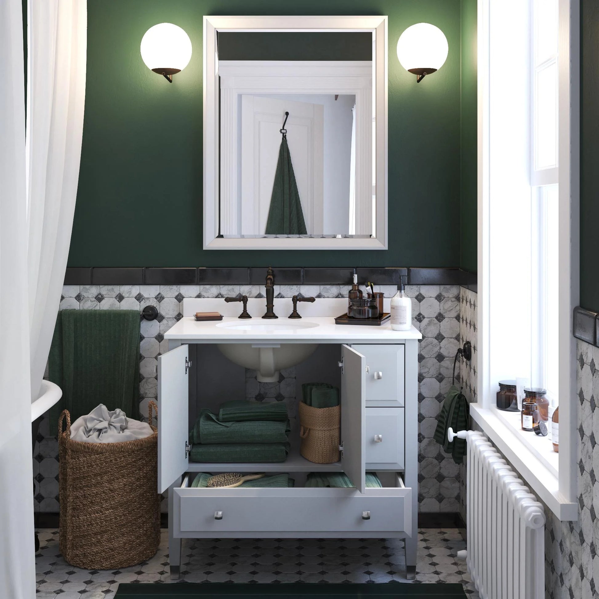 DHP Metcalfe 36 Inch Bathroom Vanity, White