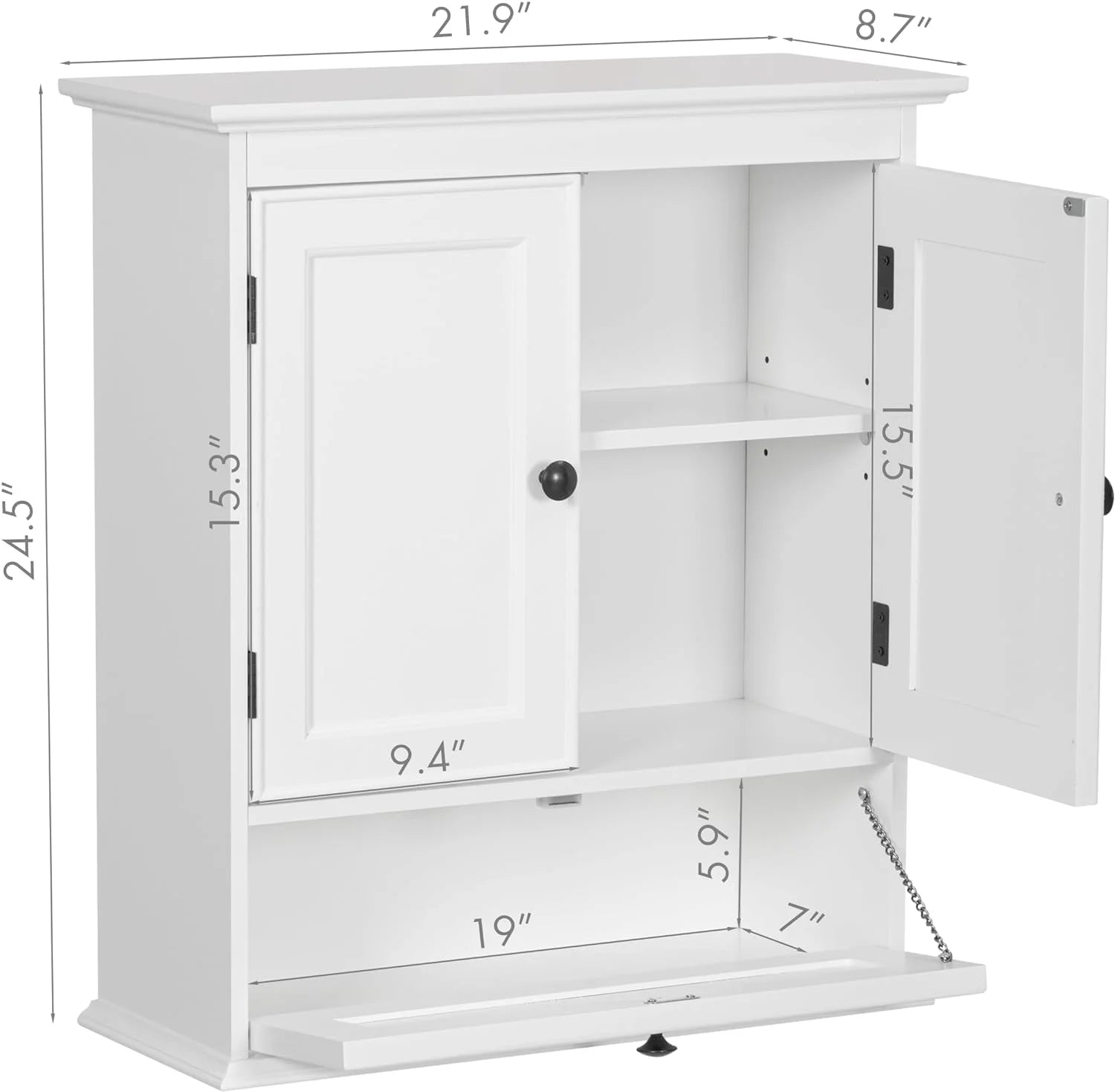 Spirich Bathroom Cabinet Wall Mounted, Small Bathroom Wall Cabinet Over Toilet, Medicine Cabinet Organizer with Doors and Adjustable Shelf, White
