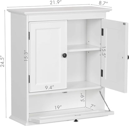 Spirich Bathroom Cabinet Wall Mounted, Small Bathroom Wall Cabinet Over Toilet, Medicine Cabinet Organizer with Doors and Adjustable Shelf, White