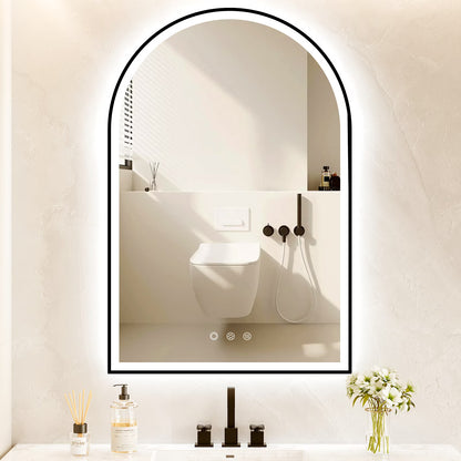 Funtouch Arched LED Bathroom Mirror 20"x30" with Front and Backlight, LED Bathroom Mirror with Lights��Anti-Fog��3 Colors, Memory,Shatterproof,UL Listed