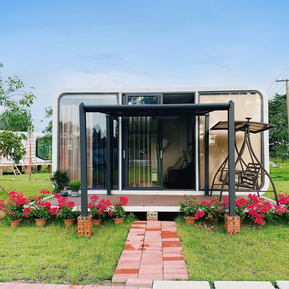 THLAND Luxury modern prefab cabin - 20ft mobile capsule with bedroom, kitchen and bathroom, storm resistant prefab cabin -16 typhoon and 11 earthquake proof mobile cabin for travel and outdoor living