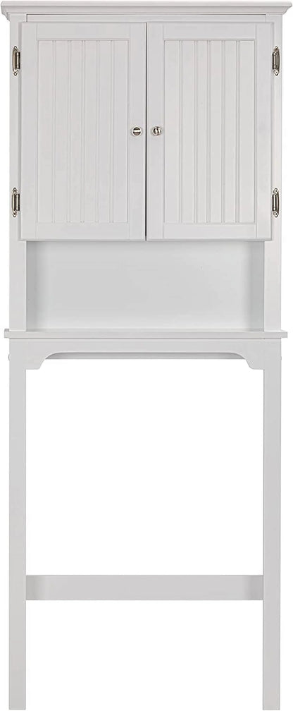 UTEX Bathroom Storage Over The Toilet, Bathroom Cabinet Organizer with Adjustable Shelves and Double Doors, Wood Bathroom Space Saver, White