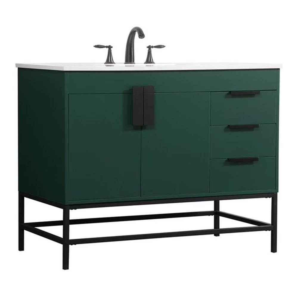 Elegant Kitchen and Bath 42 Inch Single Bathroom Vanity In Green