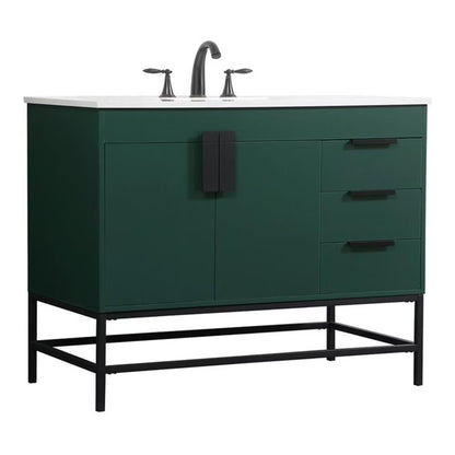 Elegant Kitchen and Bath 42 Inch Single Bathroom Vanity In Green