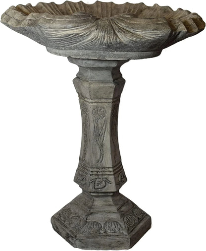 Solid Rock Stoneworks Fanciful Birdbath - 26" h x 22" w x 20" d - Pre-Aged