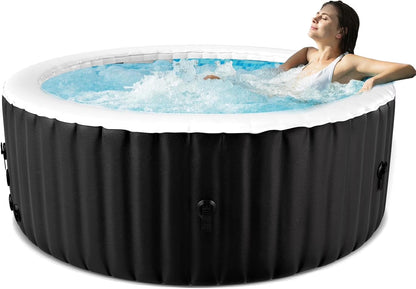 73 inch Outdoor Inflatable Hot Tub with 130 Bubble Air Jets, 4-6 Person Square Portable Hottub Spa with LED Control Panel, Blow Up Spa Bathtub with 2 Filter, Temperature up to 104��F