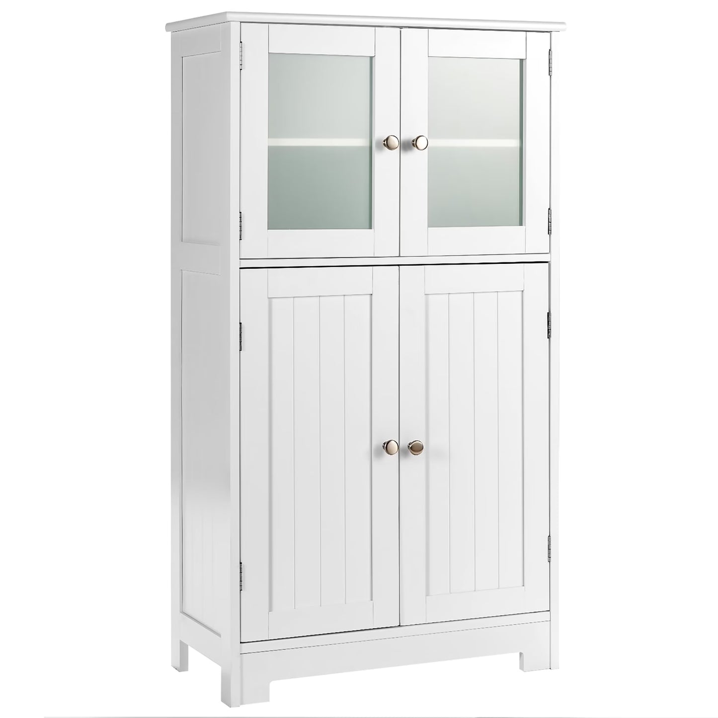 Costway Bathroom Floor Storage Cabinet Kitchen Cupboard w/Doors&Adjustable Shelf Black