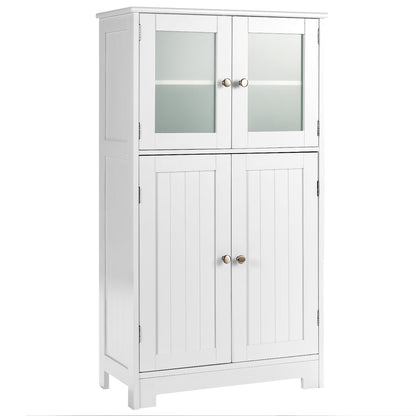 Costway Bathroom Floor Storage Cabinet Kitchen Cupboard w/Doors&Adjustable Shelf Black
