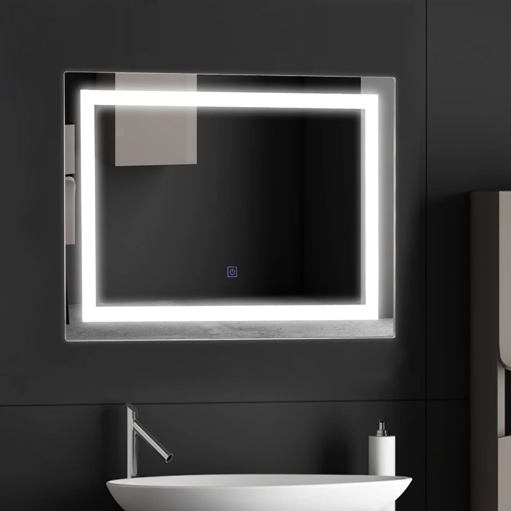 Costway Bathroom LED Mirror Wall-mounted 3-Color Dimmable Touch Button Rectangle