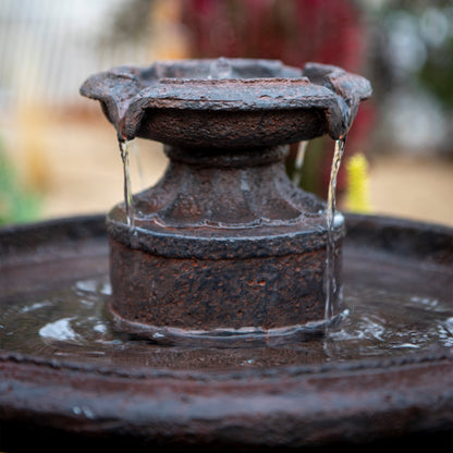 XBrand 28" Solar Water Fountain, 1-Tier, Outdoor Birdbath, Brown Resin, With Solar Panel, Solar Pump, Lawn and Garden, Garden Décor, Garden Water Feature