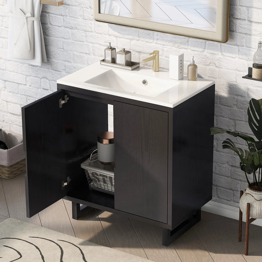 Harper & Bright Designs 30" Bathroom Vanity Set with Sink Combo Cabinet, Bathroom Vanity Storage Cabinet, Solid Wood Frame