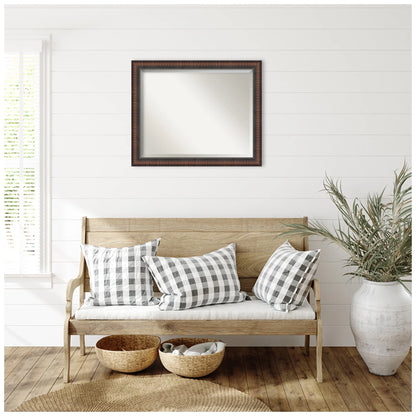 Amanti Art Caleb Brown Beveled Bathroom Wall Mirror