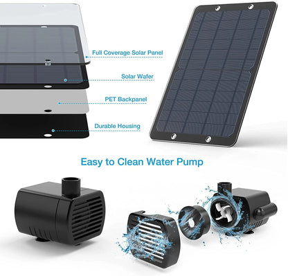 AISITIN 9W Solar Water Pump Kit, 10W Solar Powered Water Fountain Pump with 6 Nozzles, DIY Fountain Kit for Bird Bath, Ponds, Garden