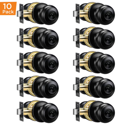 Door Knobs with Lock, 5/10Pack Door Handle Locks for Interior, Bedroom & Bathroom, Privacy Black Door Knob for Left-handed & Right-handed Doors