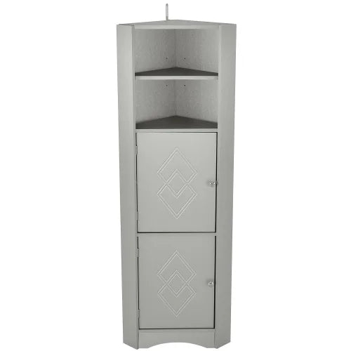 Harper & Bright Designs Bathroom Corner Cabinet Tall Bathroom Storage Floor Cabinet Freestanding Storage Cabinet with Doors and Adjustable Shelves, Gray