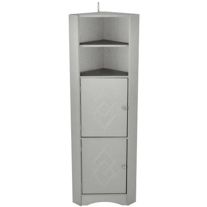 Harper & Bright Designs Bathroom Corner Cabinet Tall Bathroom Storage Floor Cabinet Freestanding Storage Cabinet with Doors and Adjustable Shelves, Gray