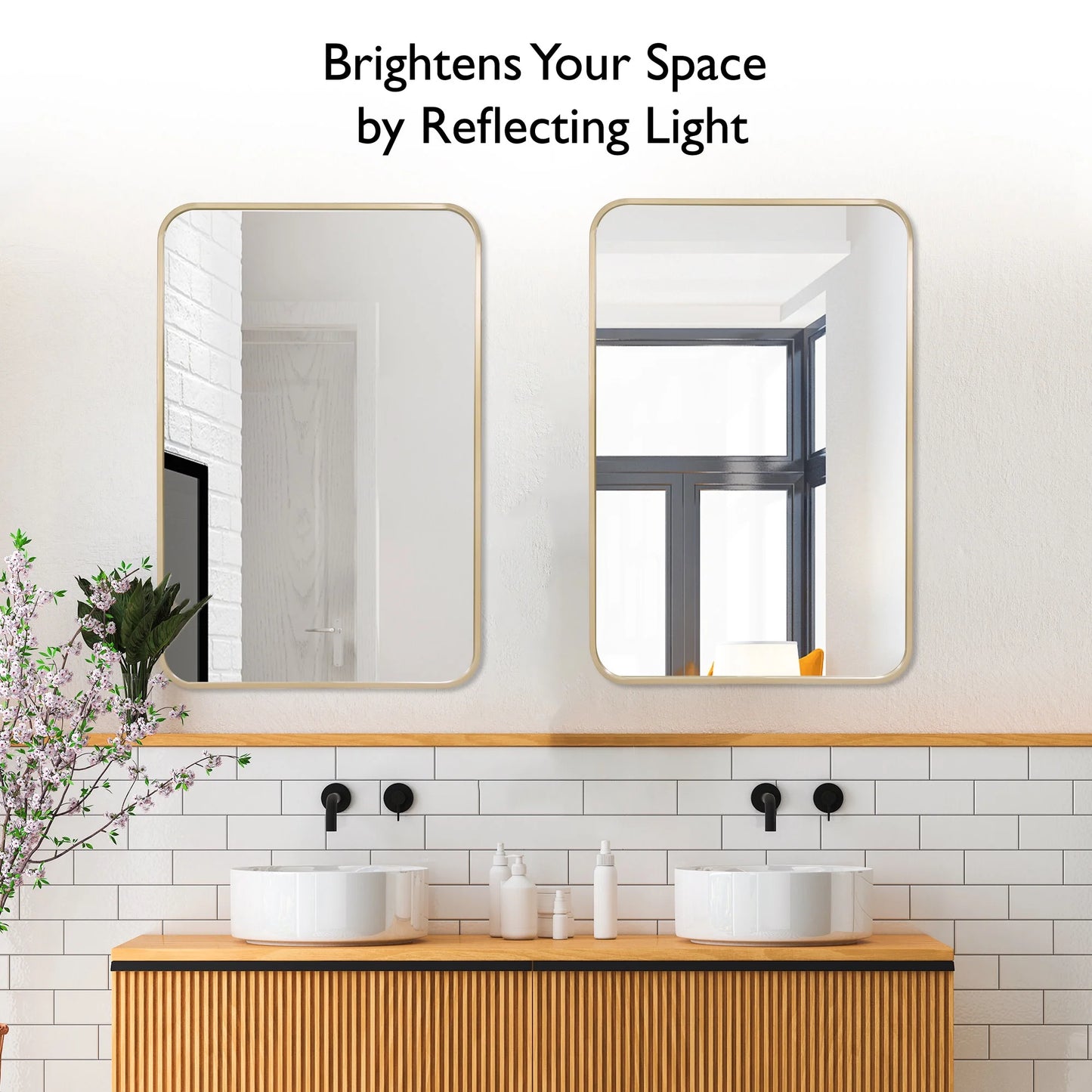 Isla Rectangle Wall Accent Mirror, 30" H x 20" L, Modern Metal Framed, Living Room, Bedroom, Bathroom Vanity Mirror, Gold �?Design House, 596510-GLD