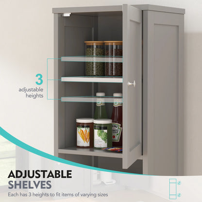 Walsunny Bathroom Storage Cabinet 64" Tall Wooden Kitchen Cupboard Pantry Cabinet with Doors Shelves Drawer Black