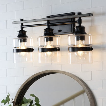 ExBrite 3-lights Bathroom Dimmable Black Vanity Lights Modern Wall Sconce Lighting Black 3-Lights Polished 13 to 24 Inches 4 to 8 Inches