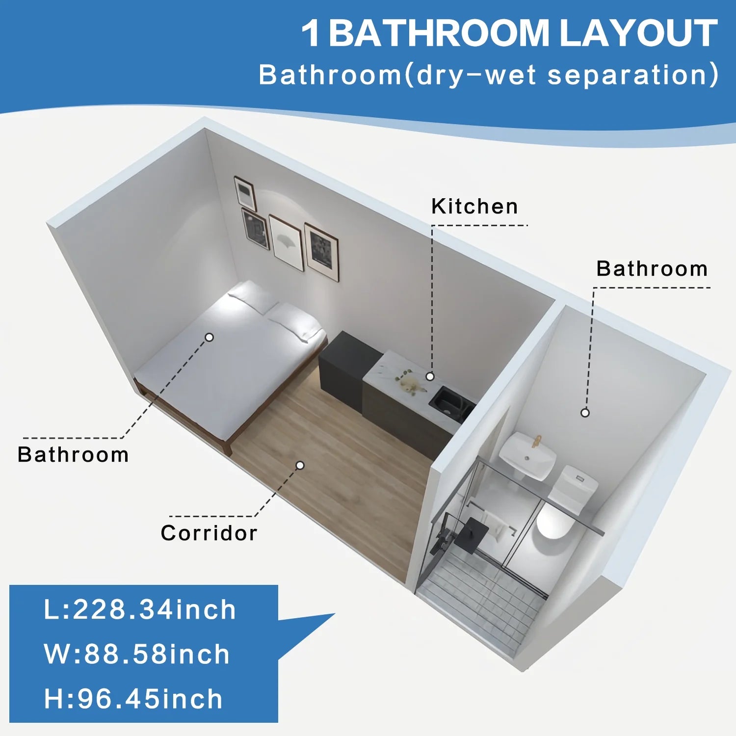 THLAND Luxury modern prefab cabin - 20ft mobile capsule with bedroom, kitchen and bathroom, storm resistant prefab cabin -16 typhoon and 11 earthquake proof mobile cabin for travel and outdoor living