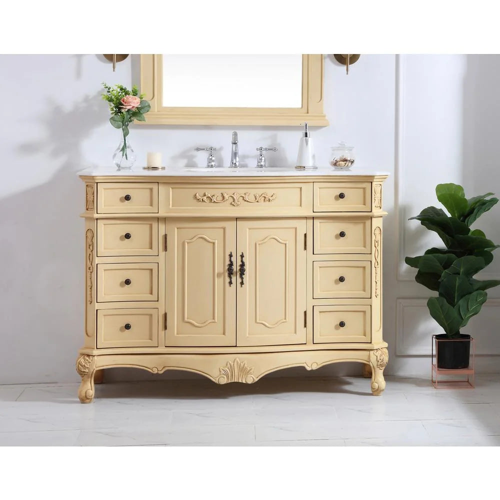 Elegant Decor Danville 48" Single Marble Top Bathroom Vanity in Light Beige