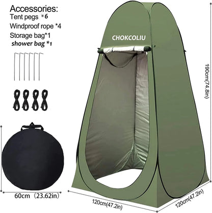 Pop-up Shower Tent & 20L Solar Shower Bag Combo - Waterproof Camping Privacy Shelter for Outdoor Bathing, Beach, Hiking (Green, 120x120x190cm)