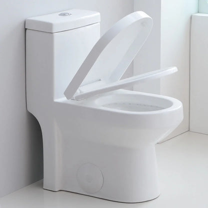 HOROW Small Toilet One Piece Short Compact Bathroom Tiny Mini Commode Water Closet Dual Flush Concealed Trapway