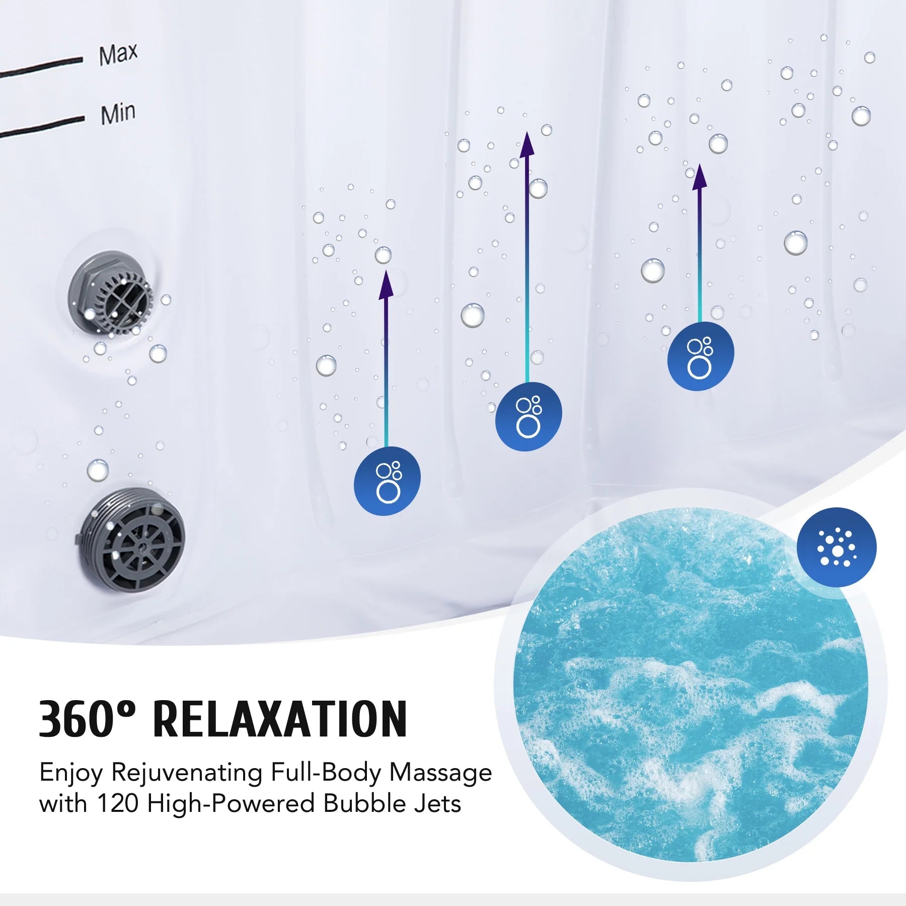 CO-Z 2-4 Persons Inflatable Hot Tub 6 ft Portable Pool and Bathtub w Air Jets Cover Teal