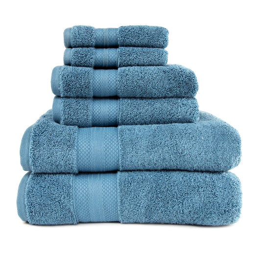 100% Turkish Long Staple Cotton 6-Piece Towel Set, 2 Face, 2 Hand, and 2 Bath Ivory
