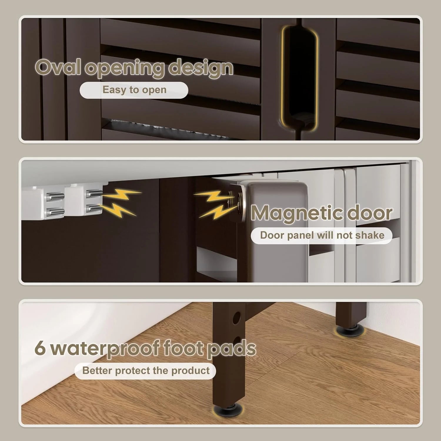 Over The Toilet Storage Cabinet with Paper Holder Stand,Bamboo Bathroom Organizer Shelf with Four Door and Waterproof Feet Pad,Space Saver Rack with Anti-Tip Design (Brown)