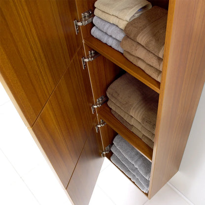 Fresca White Bathroom Linen Side Cabinet w/ 3 Large Storage Areas