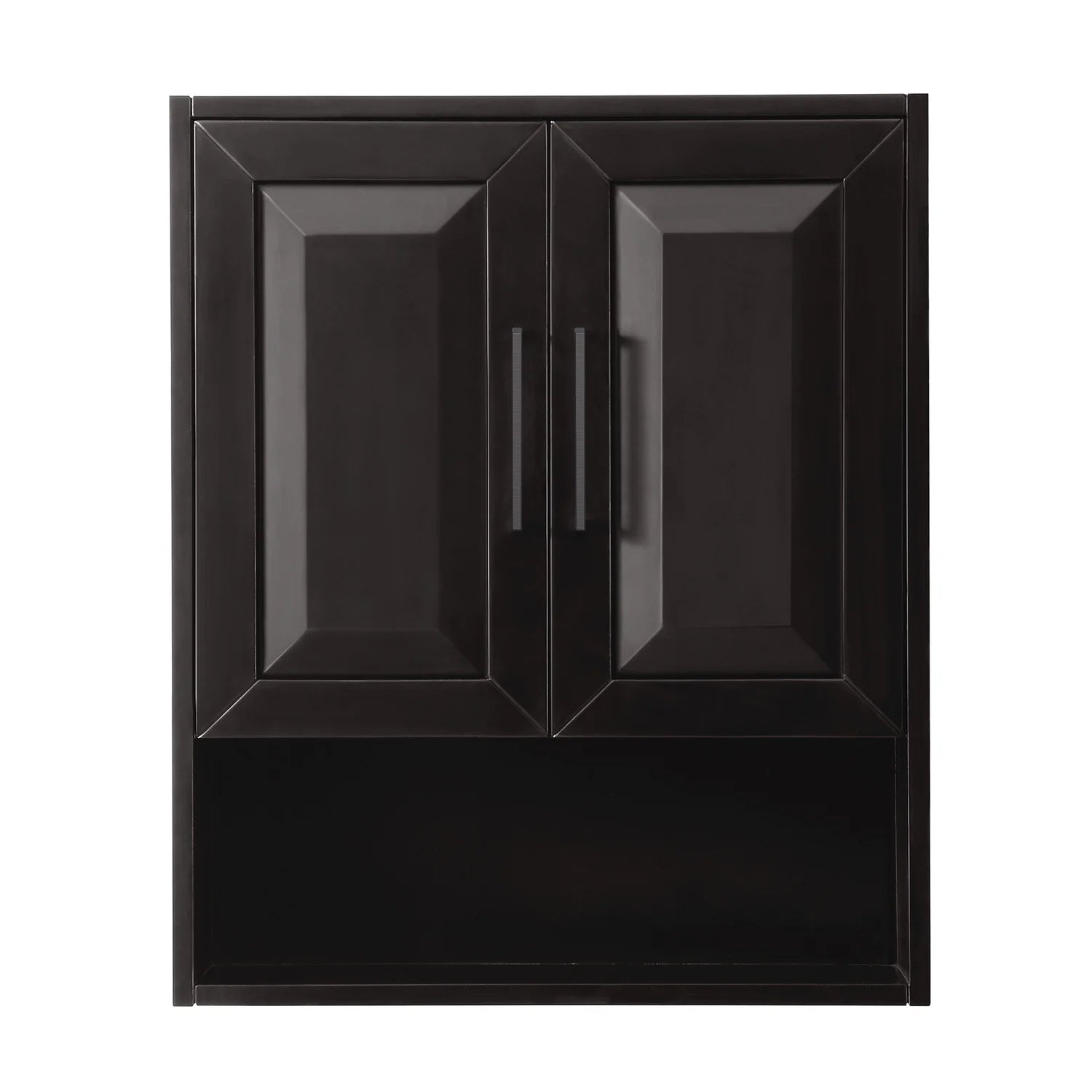 Wyndham Collection Daria Over-the-Toilet Bathroom Wall-Mounted Storage Cabinet in Dark Espresso with Matte Black Trim