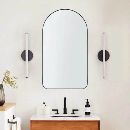 TEHOME Black Arched Recessed Bathroom Medicine Cabinet with Mirror Arch Vanity Mirros 16x28.3"