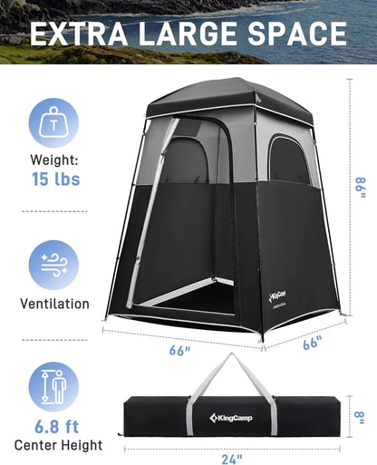 KingCamp Shower Tent, Portable Camping Bathroom Tent with 5 Gallon Solar Heated Bag, Outdoor Privacy Changing Room Tent, Privacy Shelter for Toilet, Dressing Outdoor Camping, Hiking