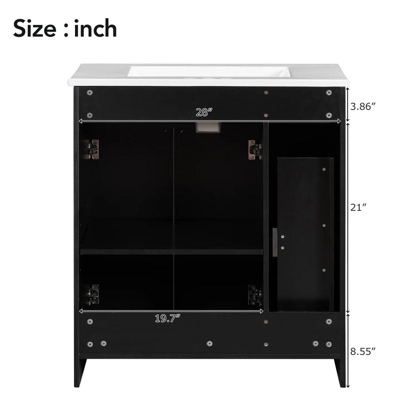 30" Bathroom Vanity with Sink Combo Wall Mounted Storage Cabinet Set with Soft Close Drawers, Modern Design with Invisible Handle, Resin Basin Sink Top, Gray
