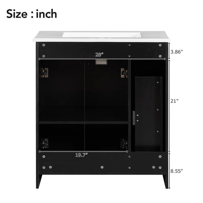 30" Bathroom Vanity with Sink Combo Wall Mounted Storage Cabinet Set with Soft Close Drawers, Modern Design with Invisible Handle, Resin Basin Sink Top, Gray