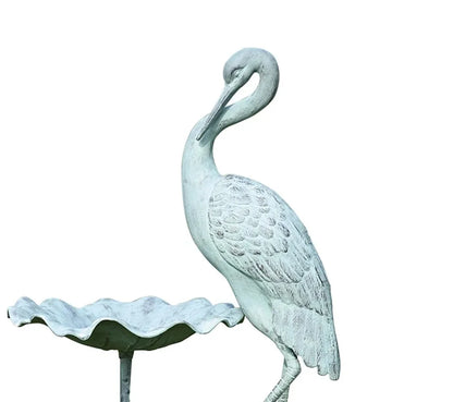 SPI Verdigris Finish Aluminum Crane Birdbath