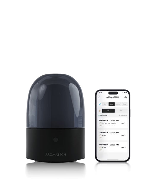 AromaTech AromaDream Scent Diffuser for Essential Oil Blends & Fragrances a?? Cold-Air Diffusion Scent Machine w/Bluetooth for Home, Bathroom, Bedroom, Boutiques, Spa a?? Nebulizing Diffusion System